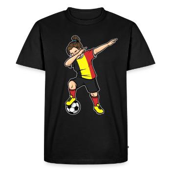 Dabbing Footballeuse Filles Belgique Football - T-shirt Premium bio Homme - noir - Devant - Nico (187cm)