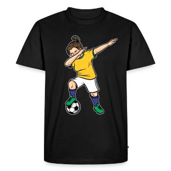 Dabbing Footballeuse Filles Brésil Football - T-shirt Premium bio Homme - noir - Devant - Nico (187cm)