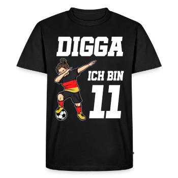 Fußball Mädchen 11. Geburtstag Fußballer Deutschla - Männer Premium Bio T-Shirt - Schwarz - Vorne - Nico (187cm)