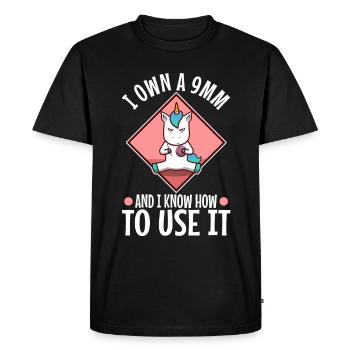 I Own A 9mm And I Know How To Use It - Men's Premium Organic T-Shirt - black - Front - Nico (187cm)