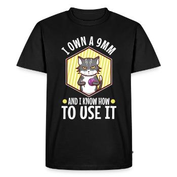 Je possède un 9mm et je sais comment l’utiliser - T-shirt Premium bio Homme - noir - Devant - Nico (187cm)