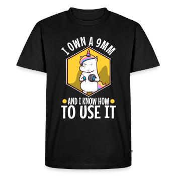 I Own A 9mm And I Know How To Use It - Men's Premium Organic T-Shirt - black - Front - Nico (187cm)