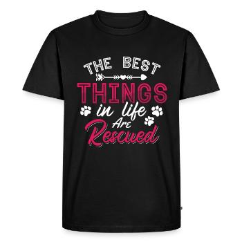 Animal Rescue The Best Things Adopt Animal Rescuer - Men's Premium Organic T-Shirt - black - Front - Nico (187cm)