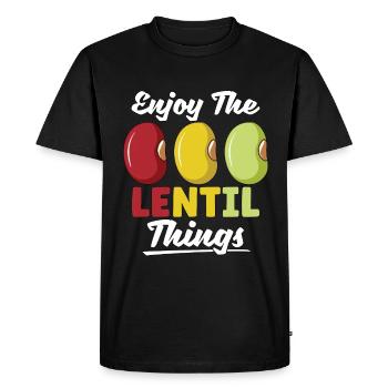 Chef végétalien Enjoy The Lentil Végétarien Chefs végétaliens - T-shirt Premium bio Homme - noir - Devant - Nico (187cm)