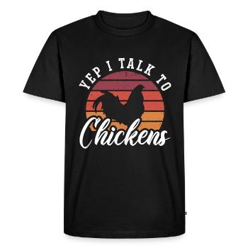 Cock Yep I Talk Retro Backyard Chicken Cock Lover - T-shirt Premium bio Homme - noir - Devant - Nico (187cm)