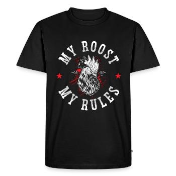 Coq Mon perchoir Mes règles Élevage de poulet Amoureux du coq - T-shirt Premium bio Homme - noir - Devant - Nico (187cm)