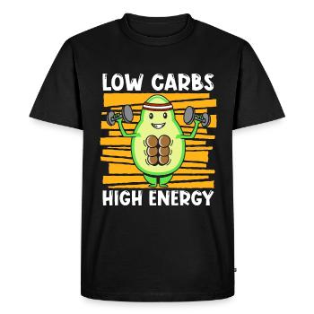 Low Carbs Haute Énergie Alimentation saine Amateur de faible teneur en glucides - T-shirt Premium bio Homme - noir - Devant - Nico (187cm)