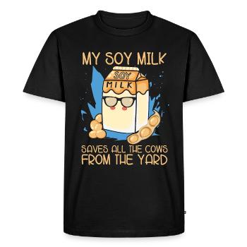 Vegan Diet My Soy Milk Saves Dairy Free Vegetarian - Men's Premium Organic T-Shirt - black - Front - Nico (187cm)