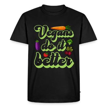 Régime végétalien Les végétaliens le font sans viande Amateur de régime végétalien - T-shirt Premium bio Homme - noir - Devant - Nico (187cm)