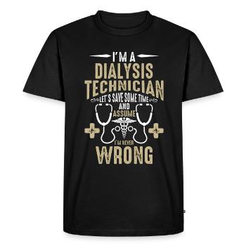 Je suis technicien en dialyse Sauvons le néphrologue - T-shirt Premium bio Homme - noir - Devant - Nico (187cm)