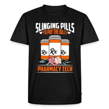 Technicien en pharmacie Slinging Pills pour payer les médicaments - T-shirt Premium bio Homme - noir - Devant - Nico (187cm)