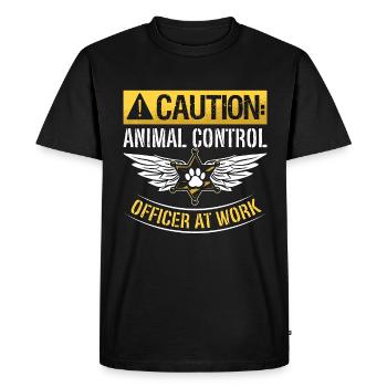 Animal Officer Attention Animal Control Dog Catcher - T-shirt Premium bio Homme - noir - Devant - Nico (187cm)