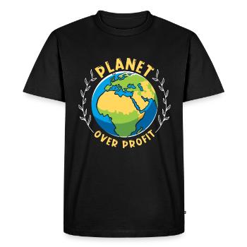 Climate Change Planet Over Profit Climate Activism - Men's Premium Organic T-Shirt - black - Front - Nico (187cm)