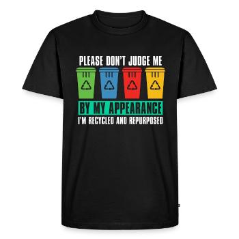 Recyclage S’il vous plaît ne me jugez pas Recycleur vert - T-shirt Premium bio Homme - noir - Devant - Nico (187cm)