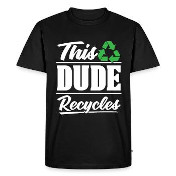Recycling This Dude recycle Eco Friendly Recycler - T-shirt Premium bio Homme - noir - Devant - Nico (187cm)