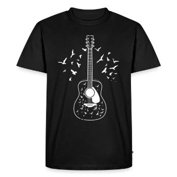 Guitariste acoustique Oiseaux Professeur de musique Musicien - T-shirt Premium bio Homme - noir - Devant - Nico (187cm)