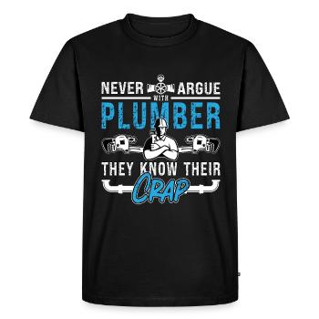 Le plombier ne discute jamais Plombier Plombier Outil de tuyau - T-shirt Premium bio Homme - noir - Devant - Nico (187cm)