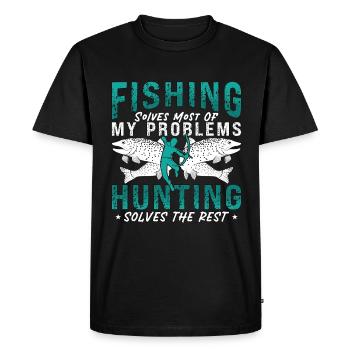 Bowfishing Fishing Solves Most Of Arrow Bowfisher - Men's Premium Organic T-Shirt - black - Front - Nico (187cm)