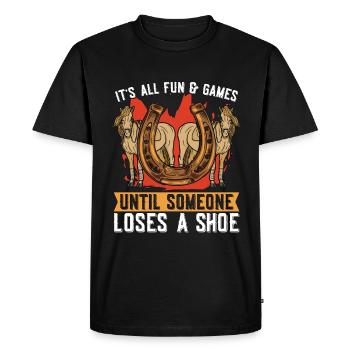 Farrier It's All Fun & Games Horseshoe Metalworker - Men's Premium Organic T-Shirt - black - Front - Nico (187cm)