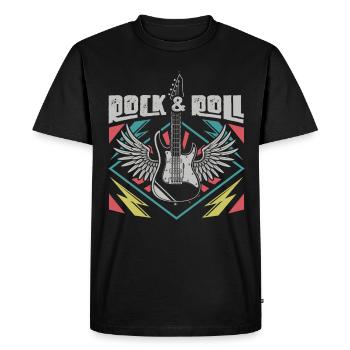 Guitariste amateur de musique rock and roll - T-shirt Premium bio Homme - noir - Devant - Nico (187cm)
