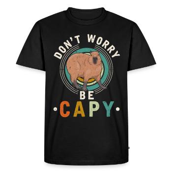 Friendly animal lover Happy Capybara - Men's Premium Organic T-Shirt - black - Front - Nico (187cm)