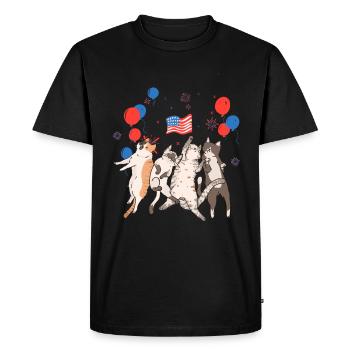 Patriotic Cat Women Drapeau américain - T-shirt Premium bio Homme - noir - Devant - Nico (187cm)