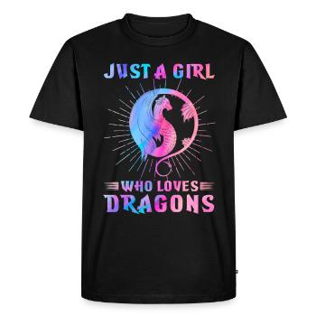 Colorful Dragon Lover Medieval Girl - Men's Premium Organic T-Shirt - black - Front - Nico (187cm)
