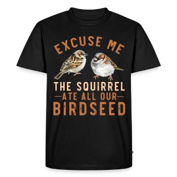 Problème d’écureuil de jardin de la mangeoire à oiseaux moineaux - T-shirt Premium bio Homme - noir - Devant - Nico (187cm)
