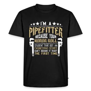Tuyauteur Je suis tuyauteur parce que Constructions - T-shirt Premium bio Homme - noir - Devant - Nico (187cm)