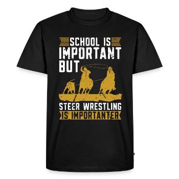 Steer Wrestling School est important Calf Roping - T-shirt Premium bio Homme - noir - Devant - Nico (187cm)