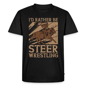 Steer Wrestling Je préfère être des chevaux Veau Roping - T-shirt Premium bio Homme - noir - Devant - Nico (187cm)