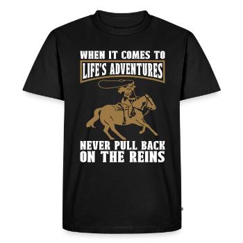 Steer Wrestling When It Comes To Rodeo Team Roping - Men's Premium Organic T-Shirt - black - Front - Nico (187cm)