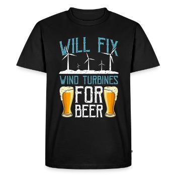 Wind Turbine Tech Will Fix Wind Turbines Windmill - Men's Premium Organic T-Shirt - black - Front - Nico (187cm)