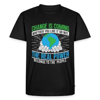 Climate Change Change Is Coming Environmentalist - Men's Premium Organic T-Shirt - black - Front - Nico (187cm)