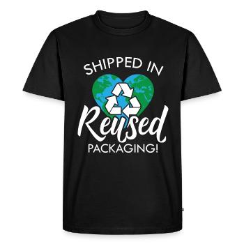 Recyclage expédié dans un recycleur écologique réutilisé - T-shirt Premium bio Homme - noir - Devant - Nico (187cm)
