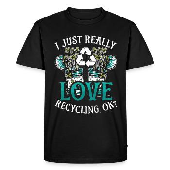 Recyclage J’aime vraiment recycler écologique - T-shirt Premium bio Homme - noir - Devant - Nico (187cm)
