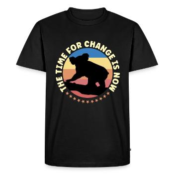 Global Warming The Time For Change Retro Activism - Men's Premium Organic T-Shirt - black - Front - Nico (187cm)