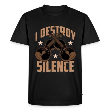 Violon I Destroy Silence Violoniste de musique classique - T-shirt Premium bio Homme - noir - Devant - Nico (187cm)