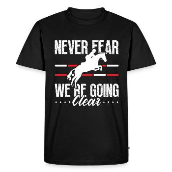 Saut d’obstacles N’ayez jamais peur que nous soyons des chevaux Saut d’obstacles - T-shirt Premium bio Homme - noir - Devant - Nico (187cm)