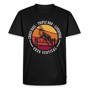 Saut d’obstacles Cross Rail Triple Bar Retro Horses - T-shirt Premium bio Homme - noir - Devant - Nico (187cm)