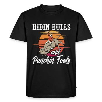 Bull Riding Ridin Bulls et Retro Rodeo Bull Rider - T-shirt Premium bio Homme - noir - Devant - Nico (187cm)