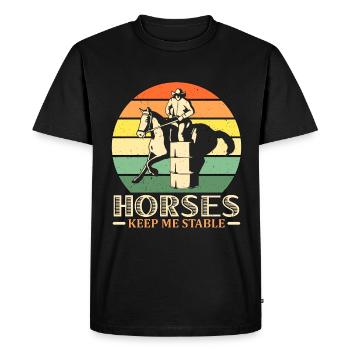Barrel Racing Horses Keep Me Stable Retro Cowboy - Men's Premium Organic T-Shirt - black - Front - Nico (187cm)