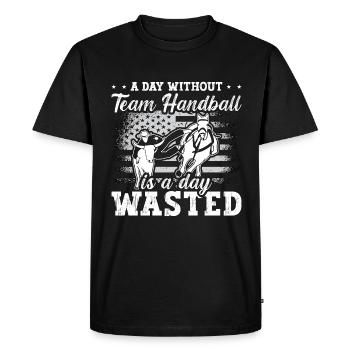 Steer Wrestling Une journée sans rodéo de handball par équipe - T-shirt Premium bio Homme - noir - Devant - Nico (187cm)