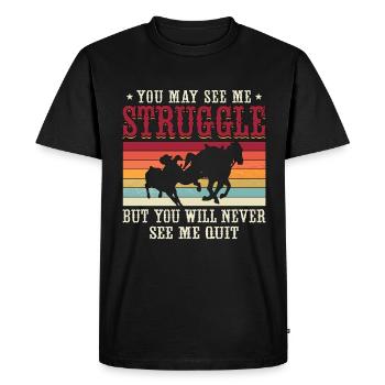 Steer Wrestling You May See Me Retro Team Roping - Men's Premium Organic T-Shirt - black - Front - Nico (187cm)