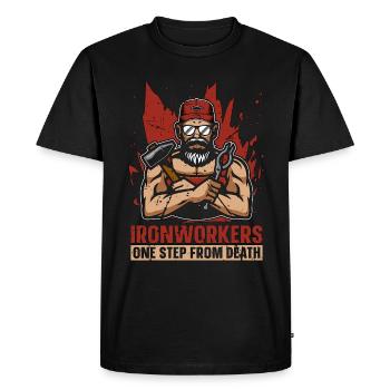 Ironworkers One Step From Death Metalworker Welder - Men's Premium Organic T-Shirt - black - Front - Nico (187cm)