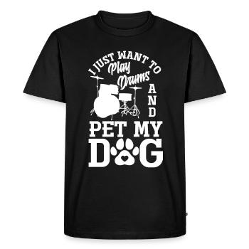 Drums Drummer Dog Gift - Men's Premium Organic T-Shirt - black - Front - Nico (187cm)
