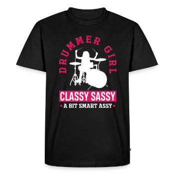 Girl Drums Drummer Gift - T-shirt Premium bio Homme - noir - Devant - Nico (187cm)