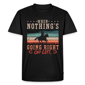 Couper le cheval quand rien ne va Cowboy rétro - T-shirt Premium bio Homme - noir - Devant - Nico (187cm)