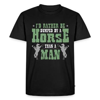 Bareback Riding I'd Rather Be Dumped By A Cowboy - Men's Premium Organic T-Shirt - black - Front - Nico (187cm)