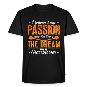 Soufflage de verre J’ai suivi ma passion maintenant verrier - T-shirt Premium bio Homme - noir - Devant - Nico (187cm)